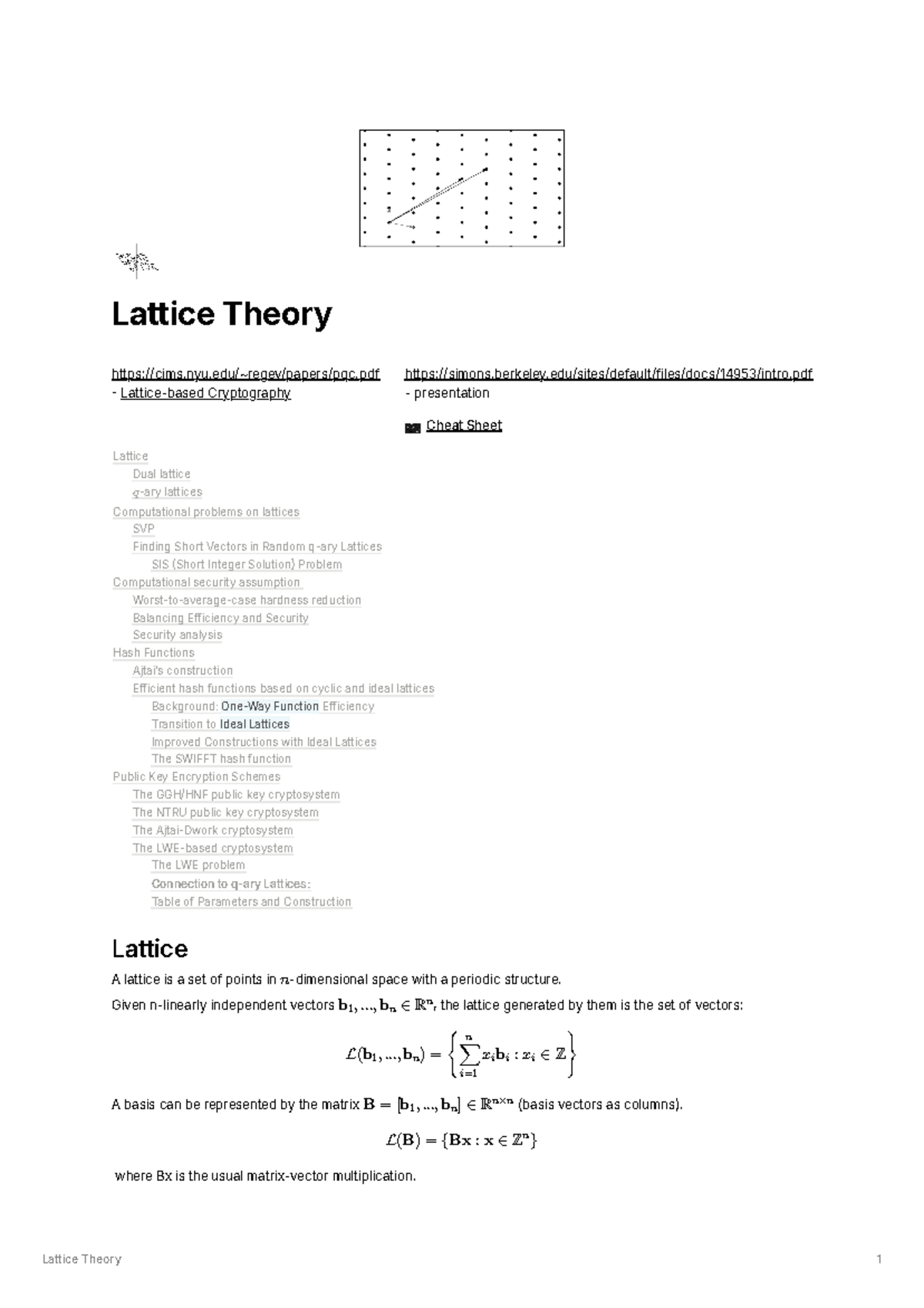 Lattice Theory Overview: Key Concepts and Cryptographic Applications ...