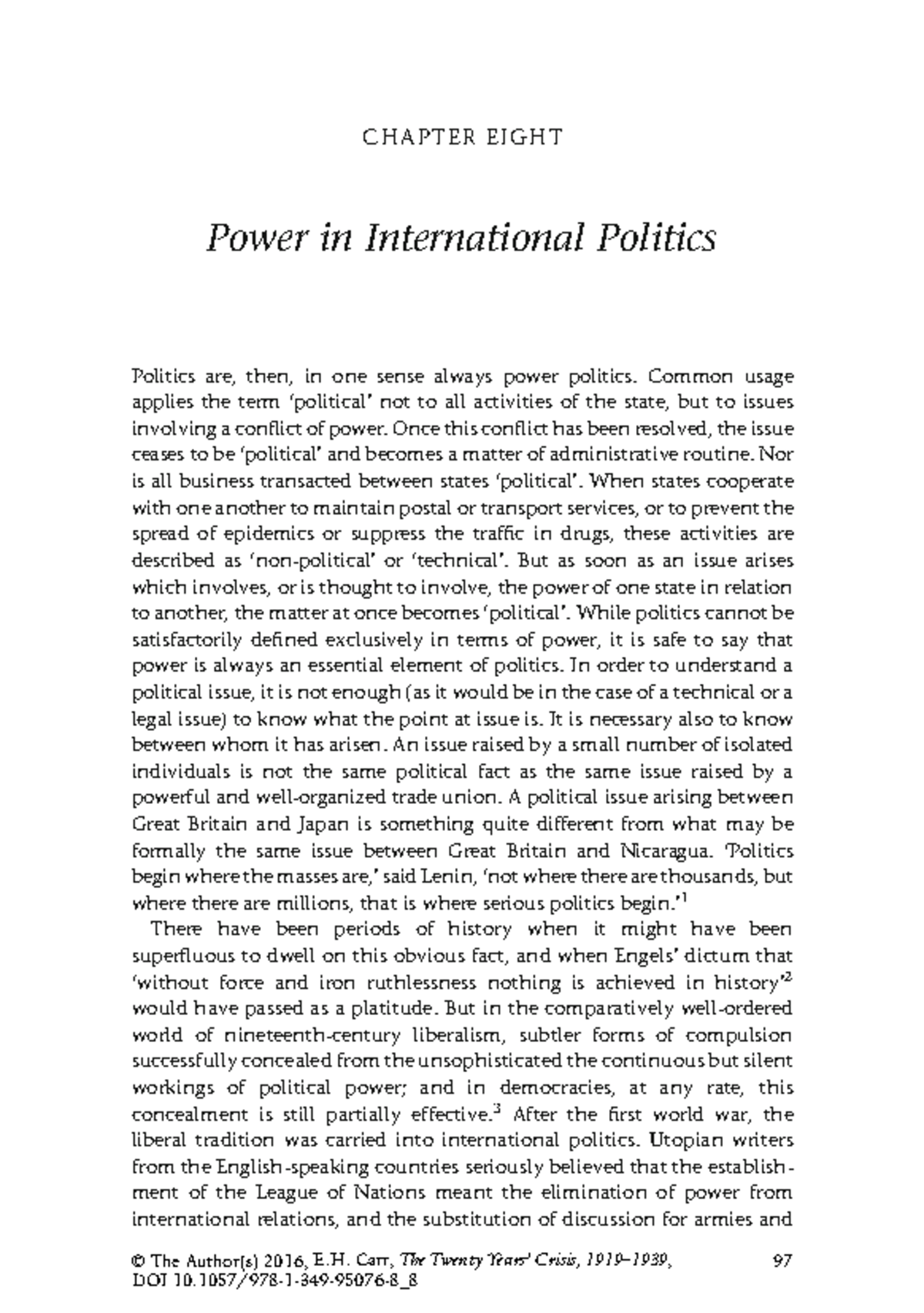 CHAPTER 8: Power Dynamics in International Politics (U1) - Studocu