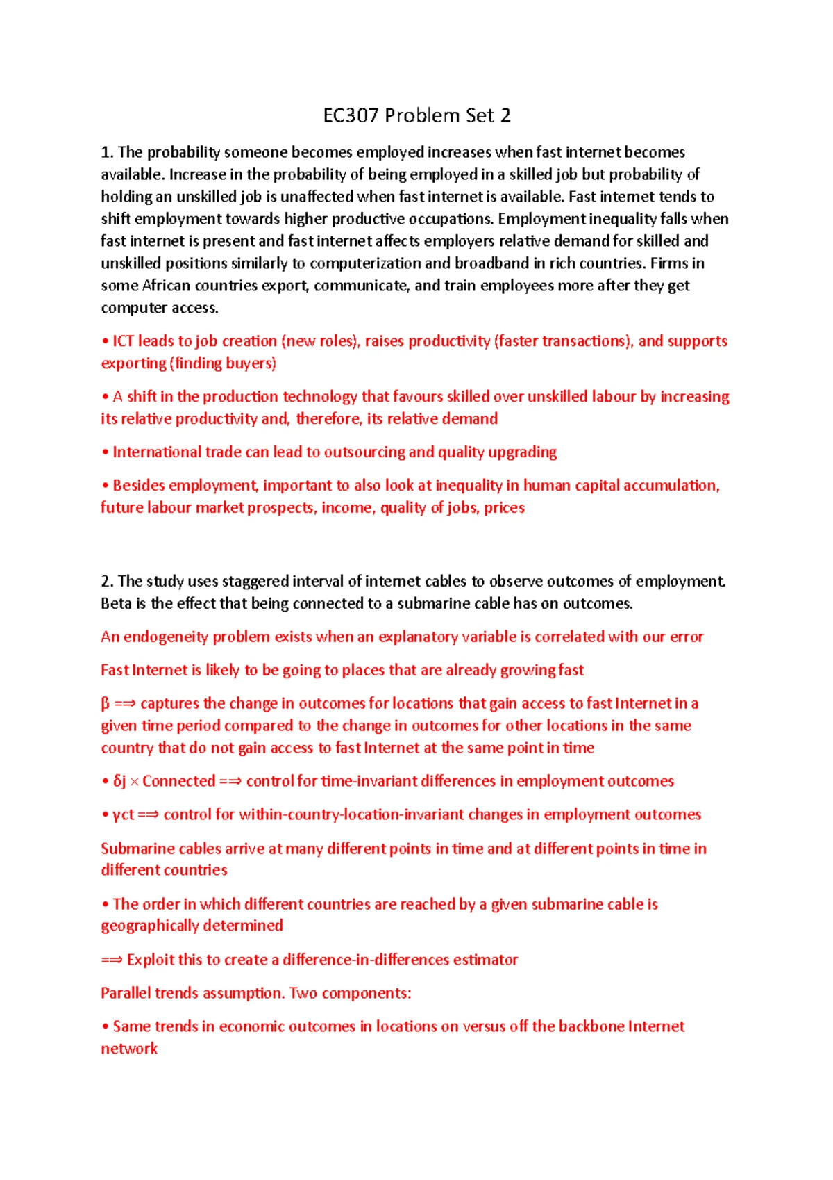 Ec 307 Summer School: Problem Set 1 - Validity Assessment - Studocu
