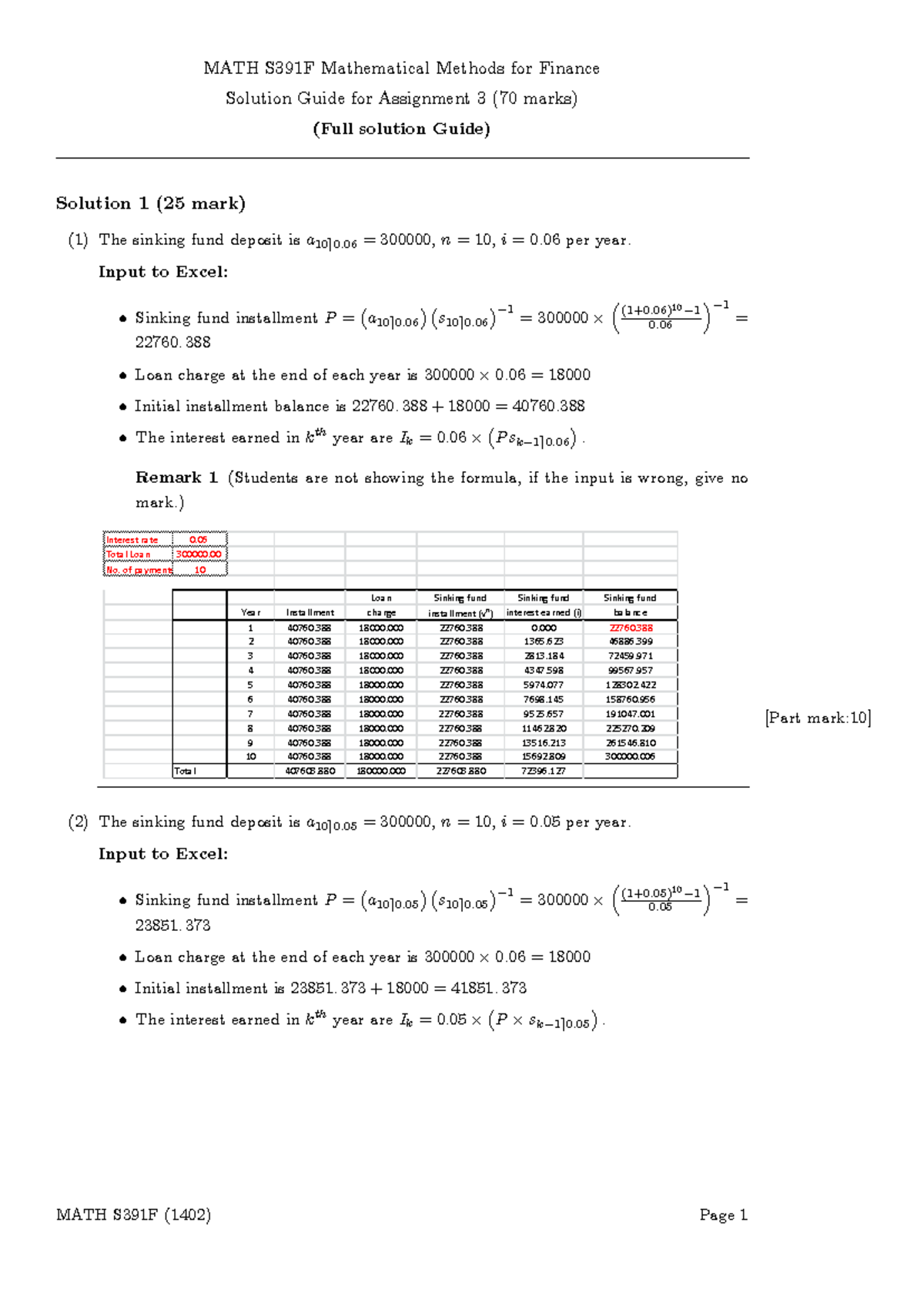 Student Guide M391F Assignment 3 - MATH S391F Mathematical Methods for ...