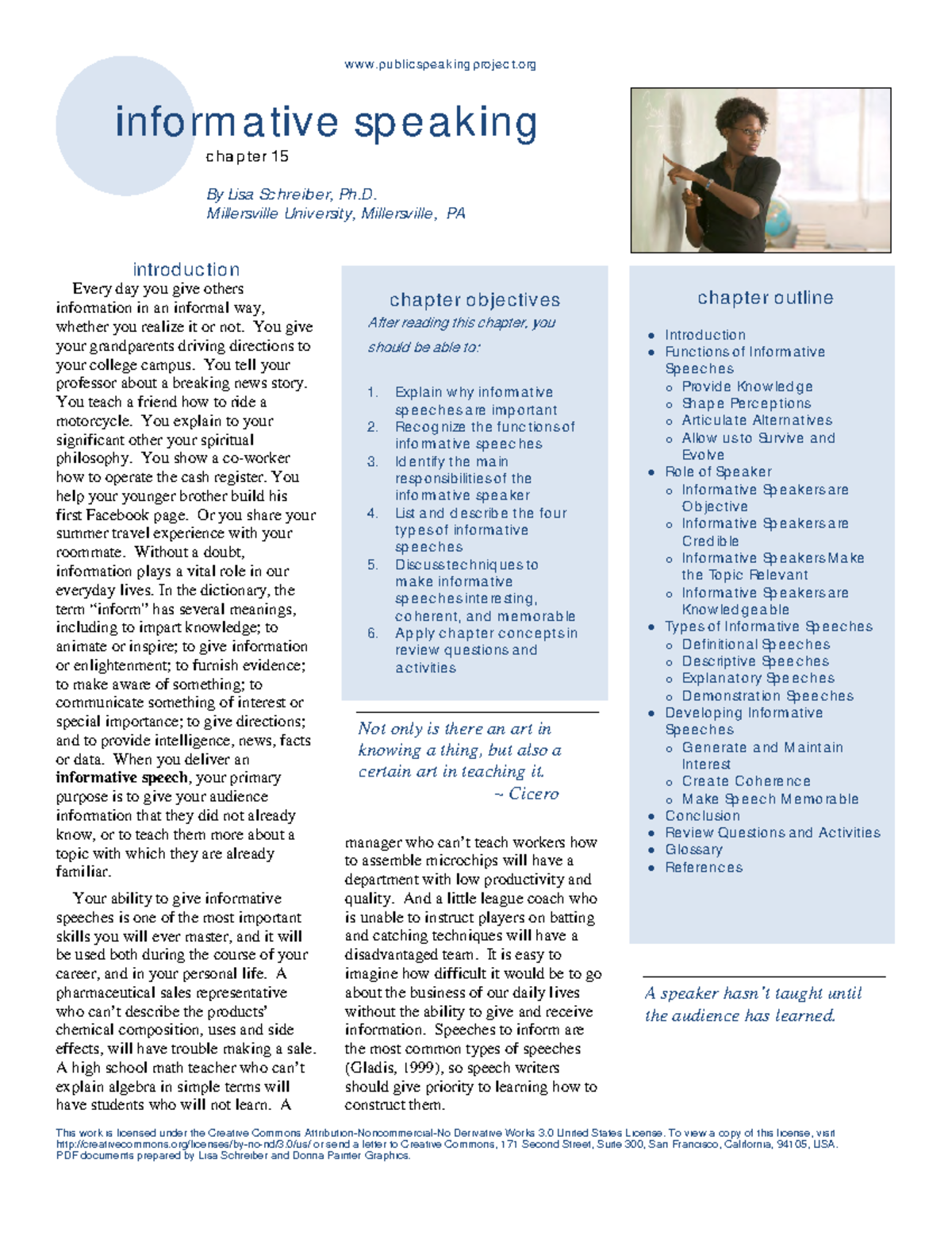 Ch 15 Informative Speaking - This work is licensed under the Creative ...