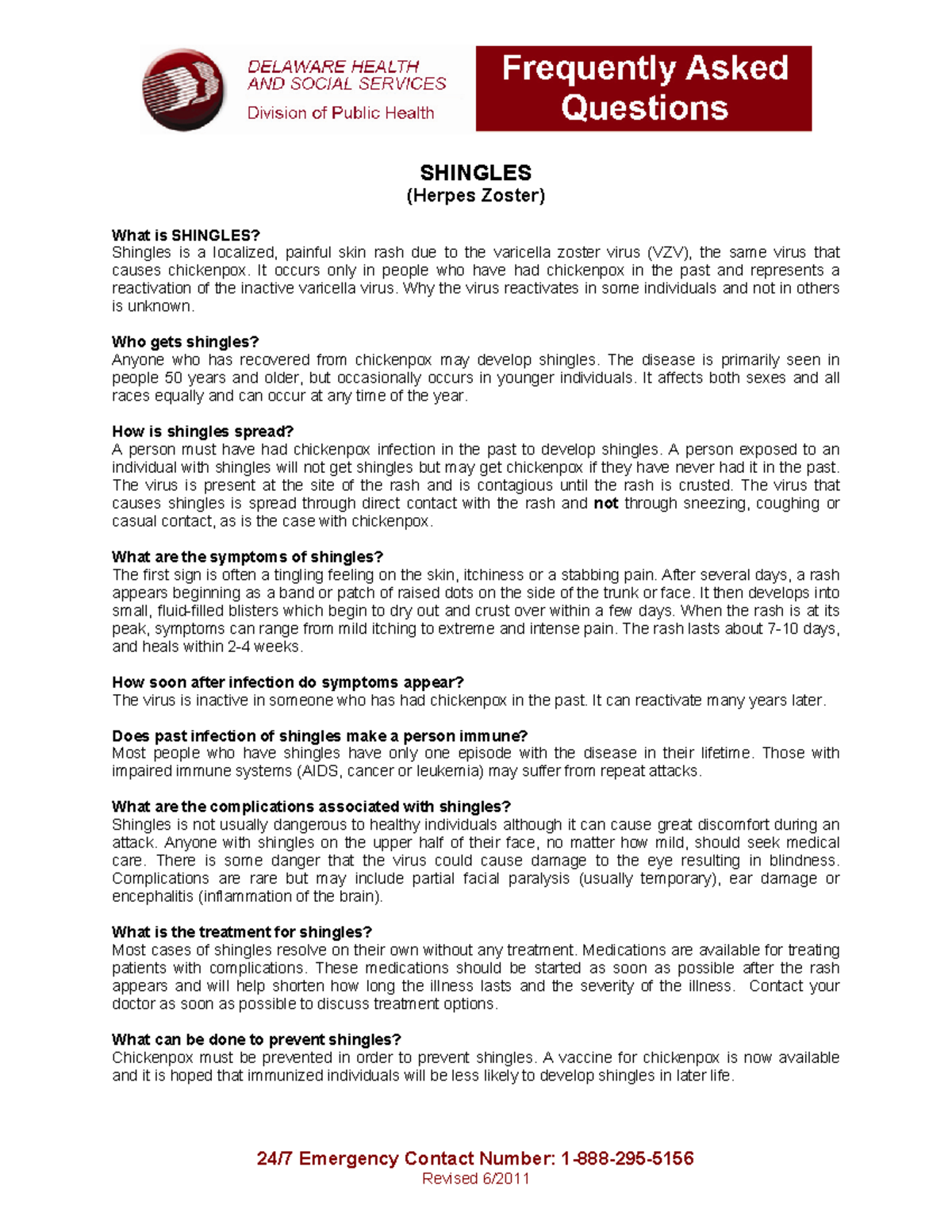 Shinglesfaq - All about Shingles - 24/7 Emergency Contact Number: 1-888 ...