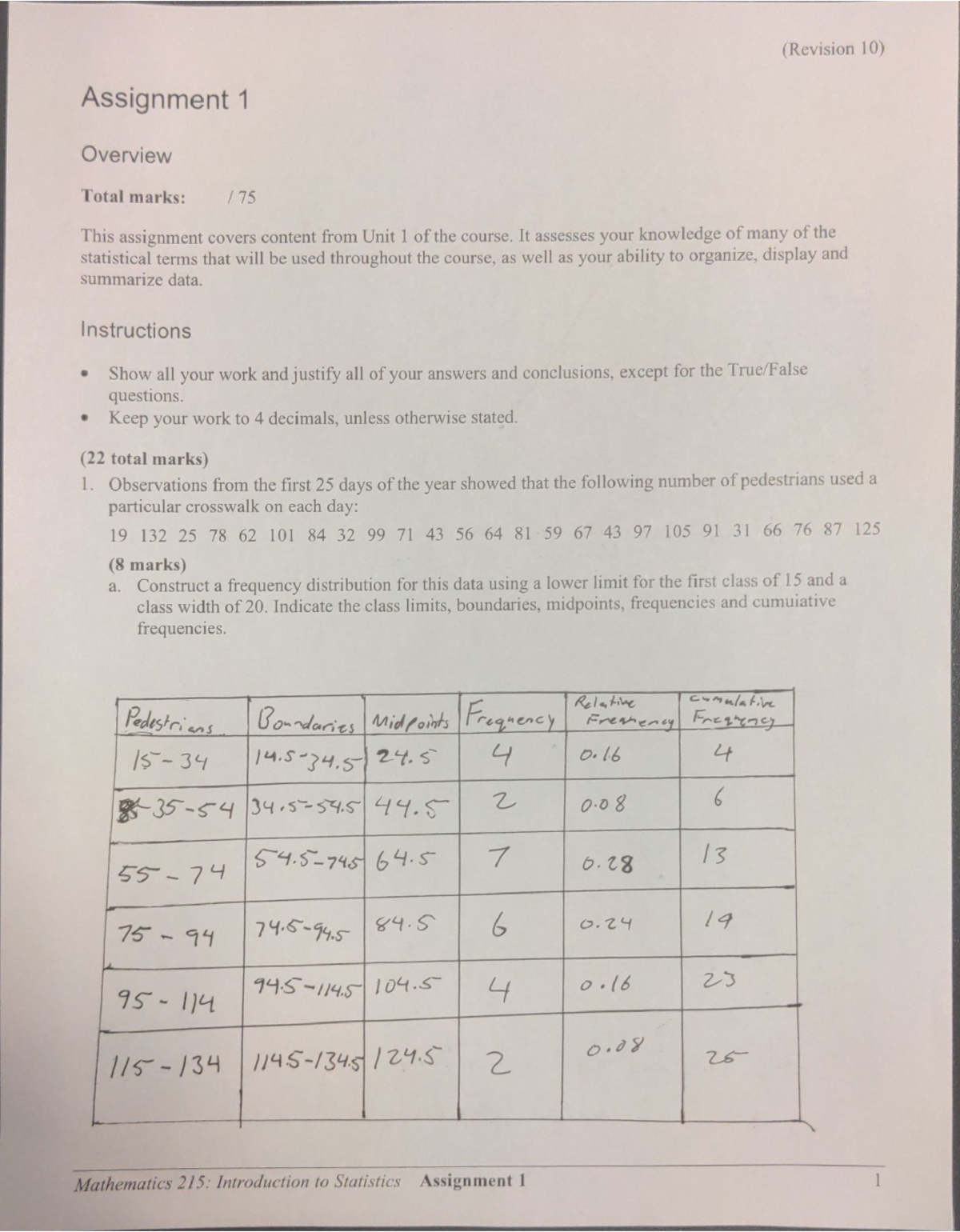 Johnston, Kayley Math 215 Assignment 1 - (Revision 10) Assignment 1 ...