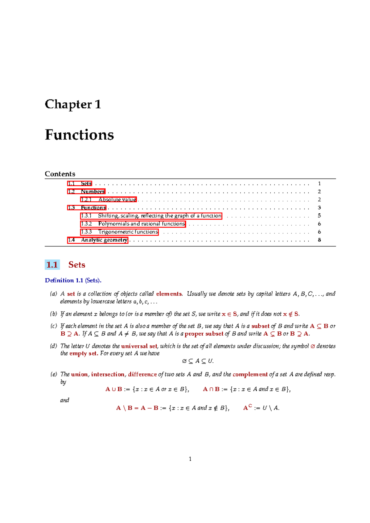 Ch1-CALC: Functions and Sets Overview in Calculus - Studocu
