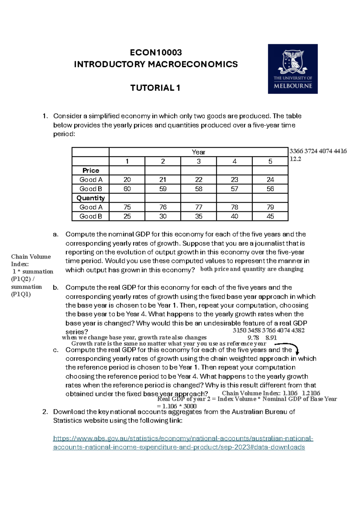 MACROECONOMICS TUTORIAL 1: GDP Computation & Growth Rates Analysis ...
