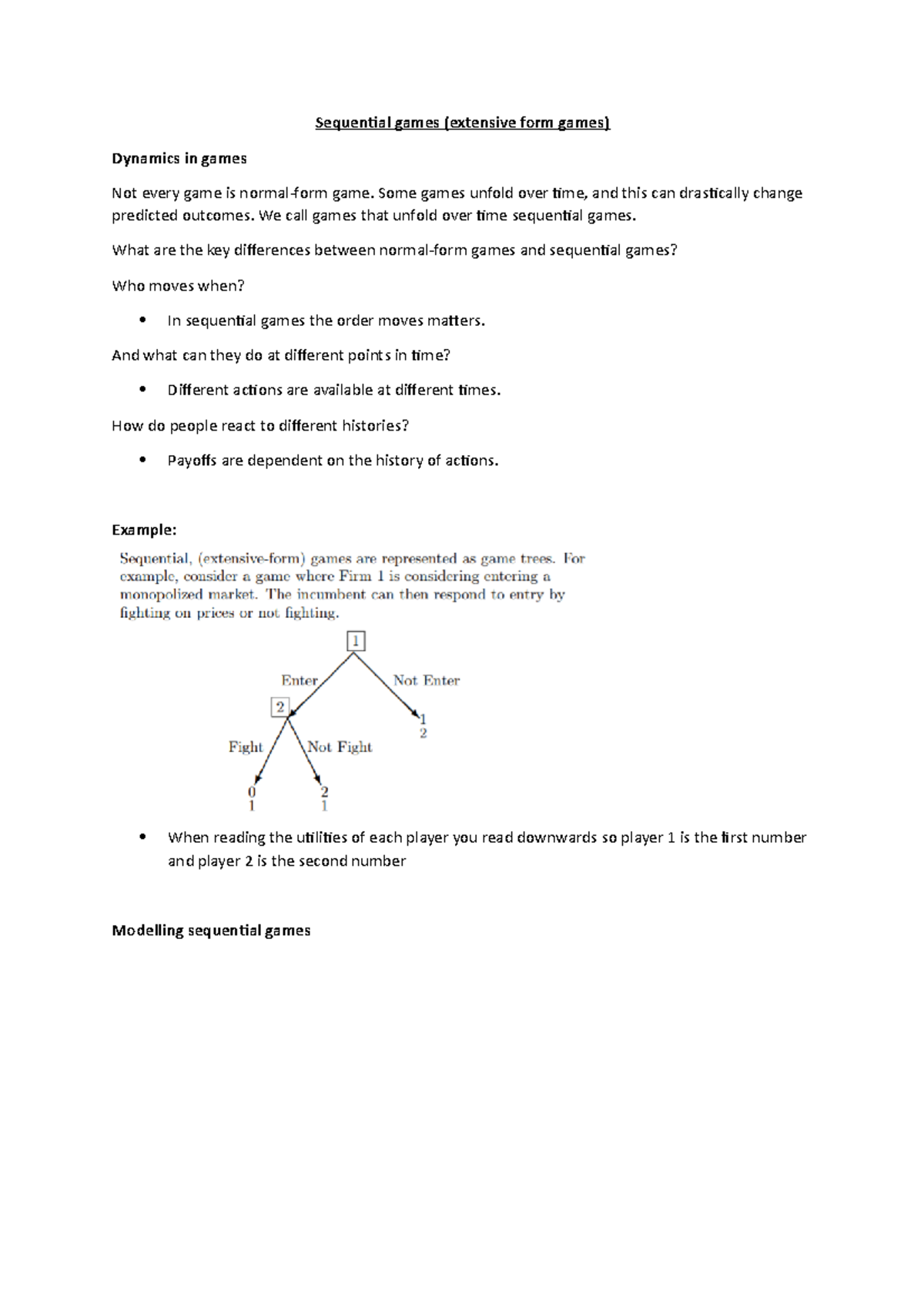Sequential Games: Lecture Notes 10 on Game Dynamics and Strategies ...