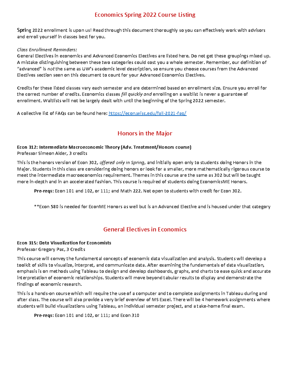 Economics Spring 2022 Course Listing - Economics Spring 2022 Course ...