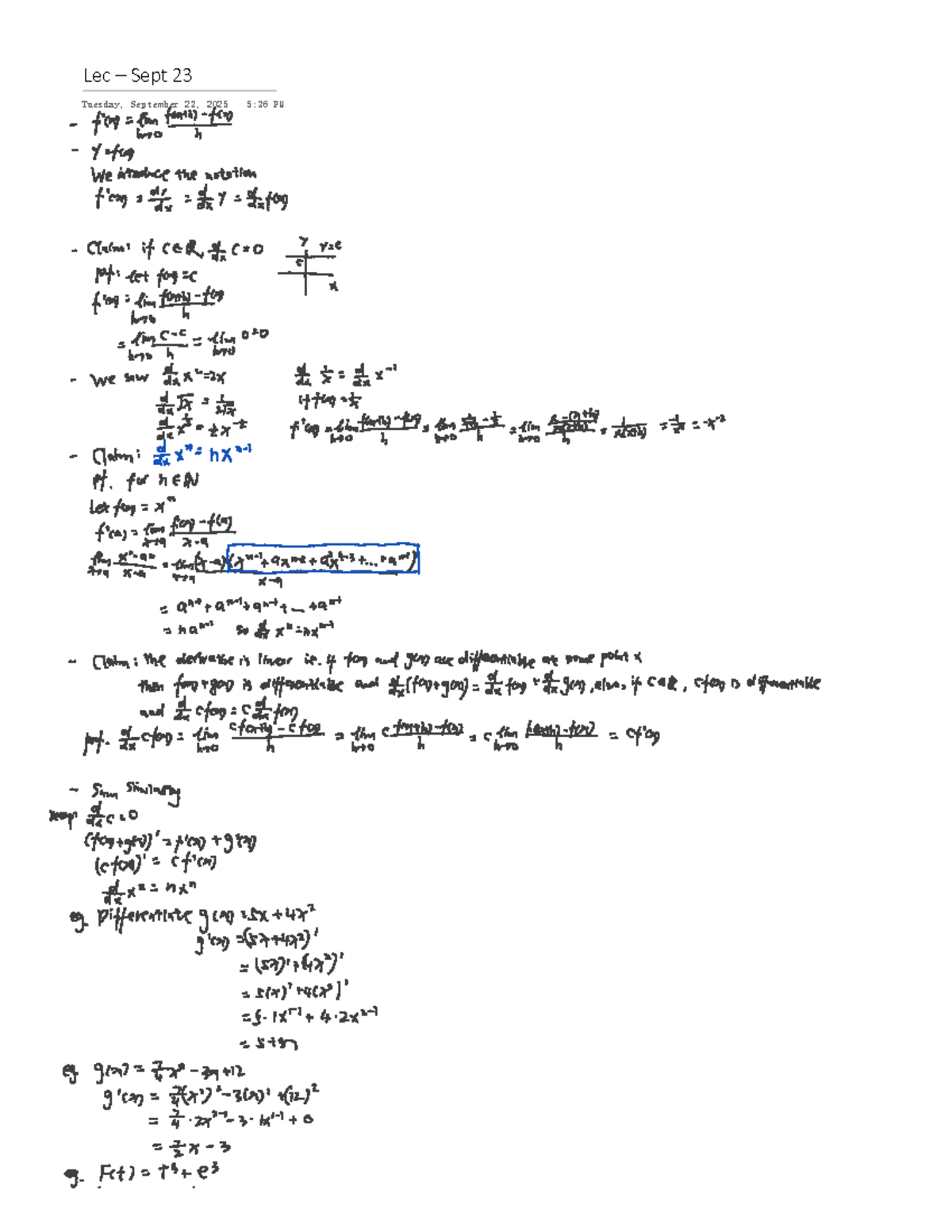MATH 140 Lecture Notes - September 23, 2025 - Studocu