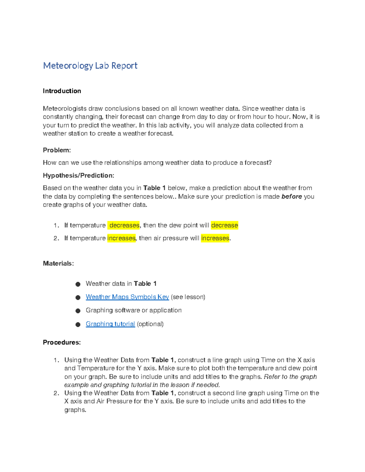 Meteorology Lab Report E6: Forecasting Weather Data Analysis - Studocu