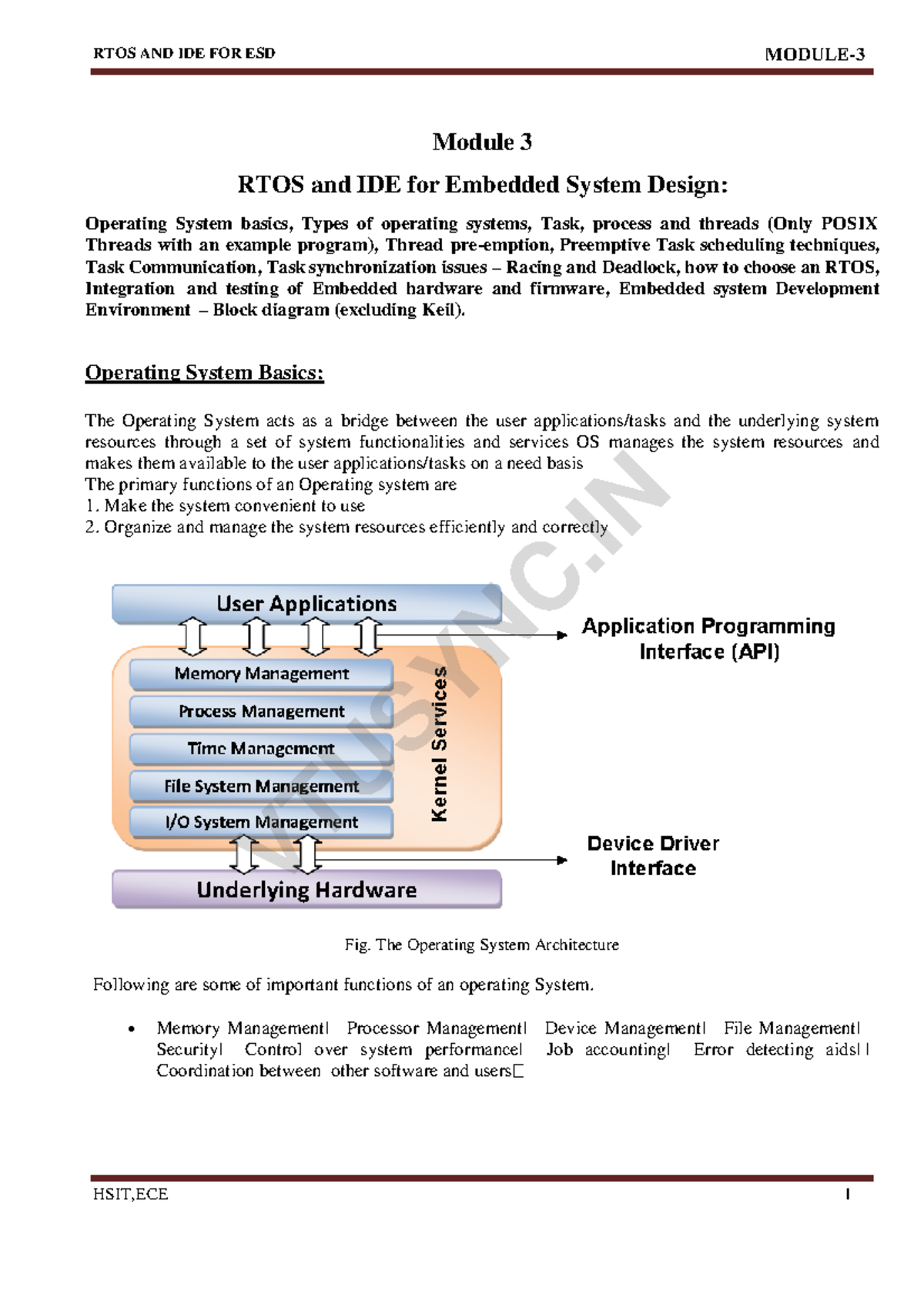 RTOS and IDE for ESD: Module 3 Comprehensive Notes - Studocu