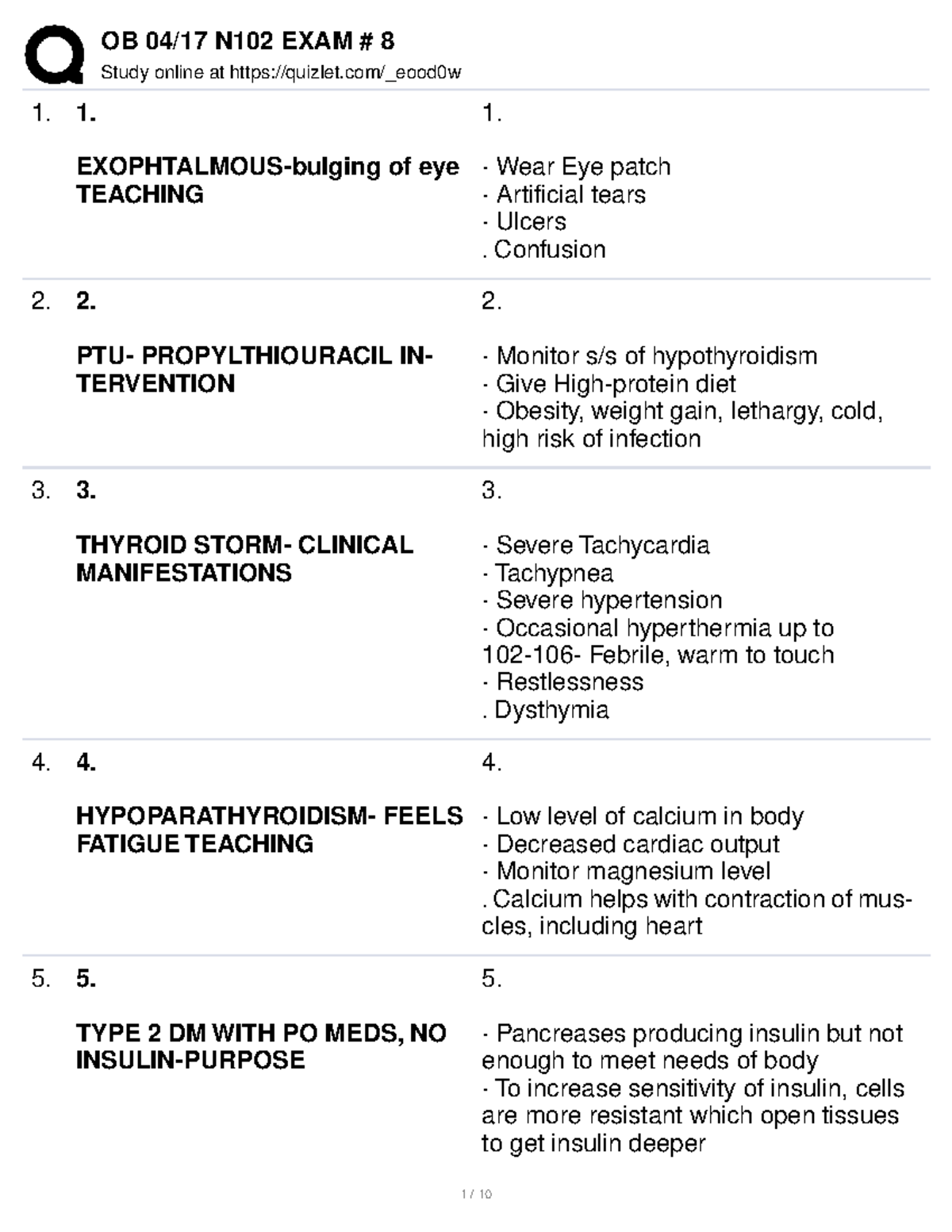 OB N102 Final Exam 8 Study Guide: Key Concepts and Interventions - Studocu