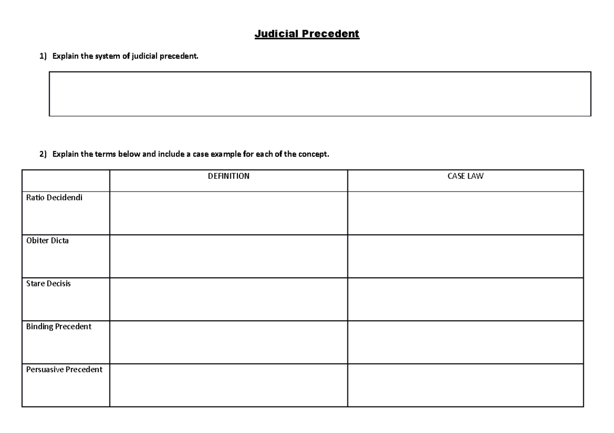 2 Judicial Precedent Summary Activity - LLB 1 - Studocu