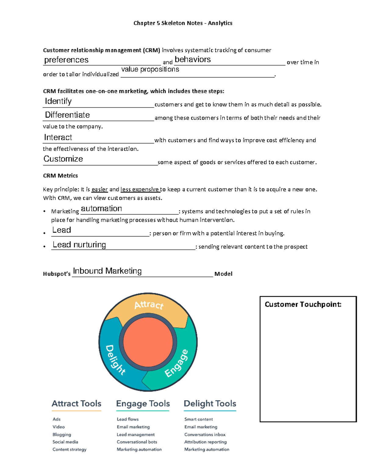 Chapter 5: Marketing Analytics Notes - Key Metrics & CRM Strategies ...