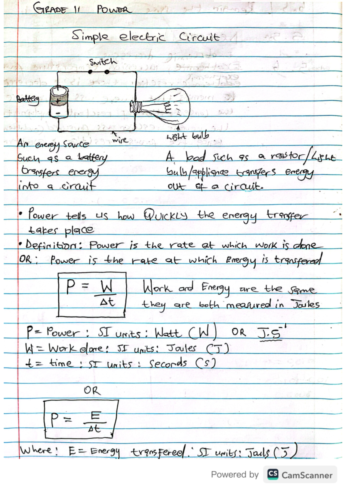 Grade 11 Power Notes Overview and Key Concepts - Studocu