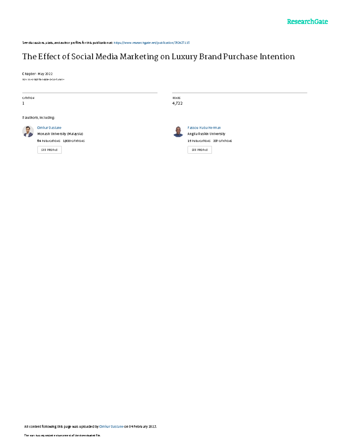 The Effect of Social Media Marketing on Luxury Brand Purchase Intention ...