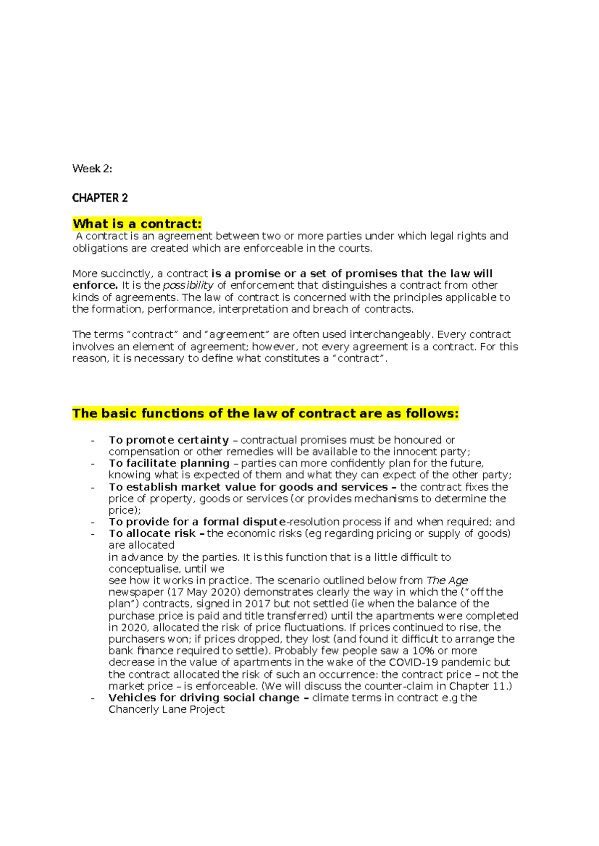 BUS LAW Notes: Week 2 - Chapter 2: Understanding Contracts and Their ...