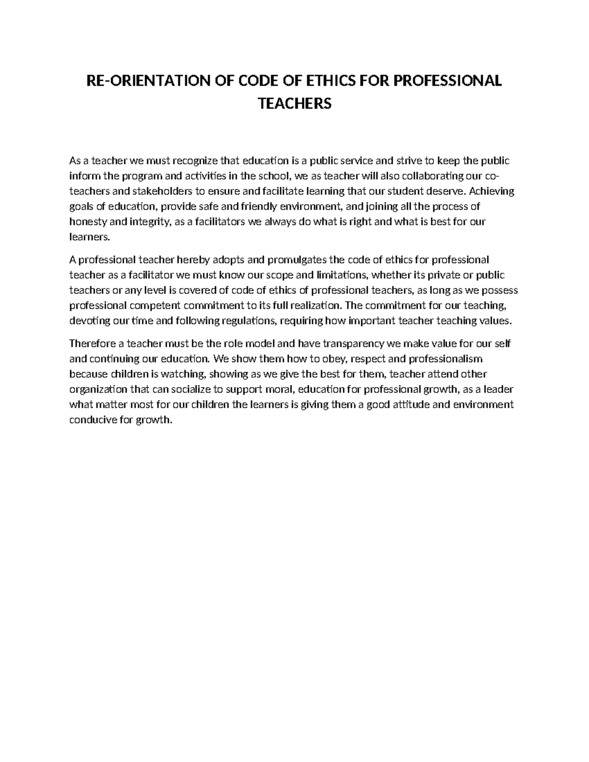 Code of Ethics for Professional Teachers: Key Insights and Framework ...