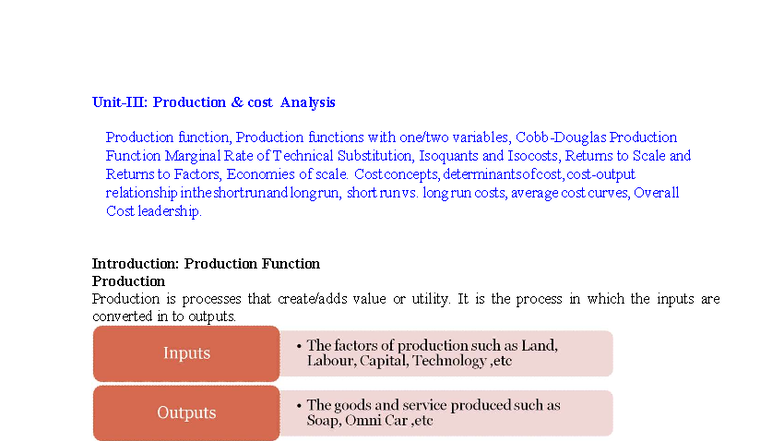 MEMS-2 - Production Cost Analysis and Functions Overview - Studocu
