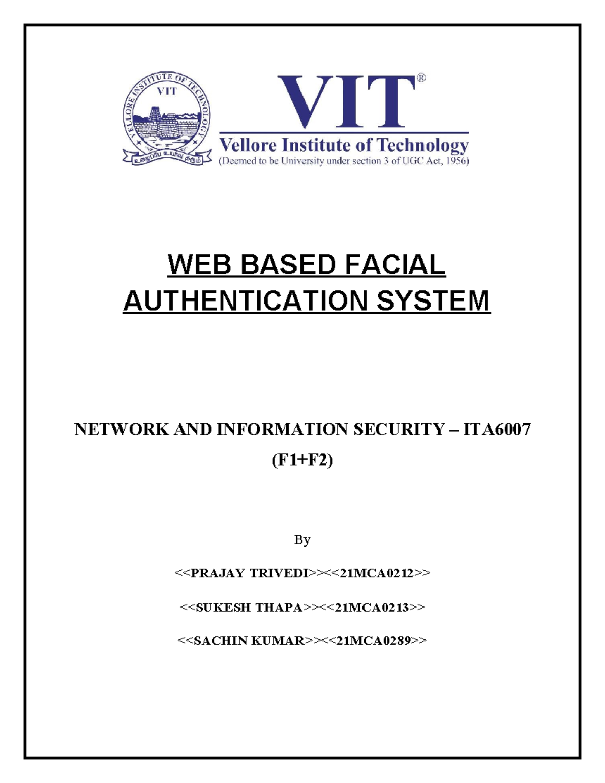 NIS Project: Web-Based Facial Authentication System (ITA F1+F2) - Studocu