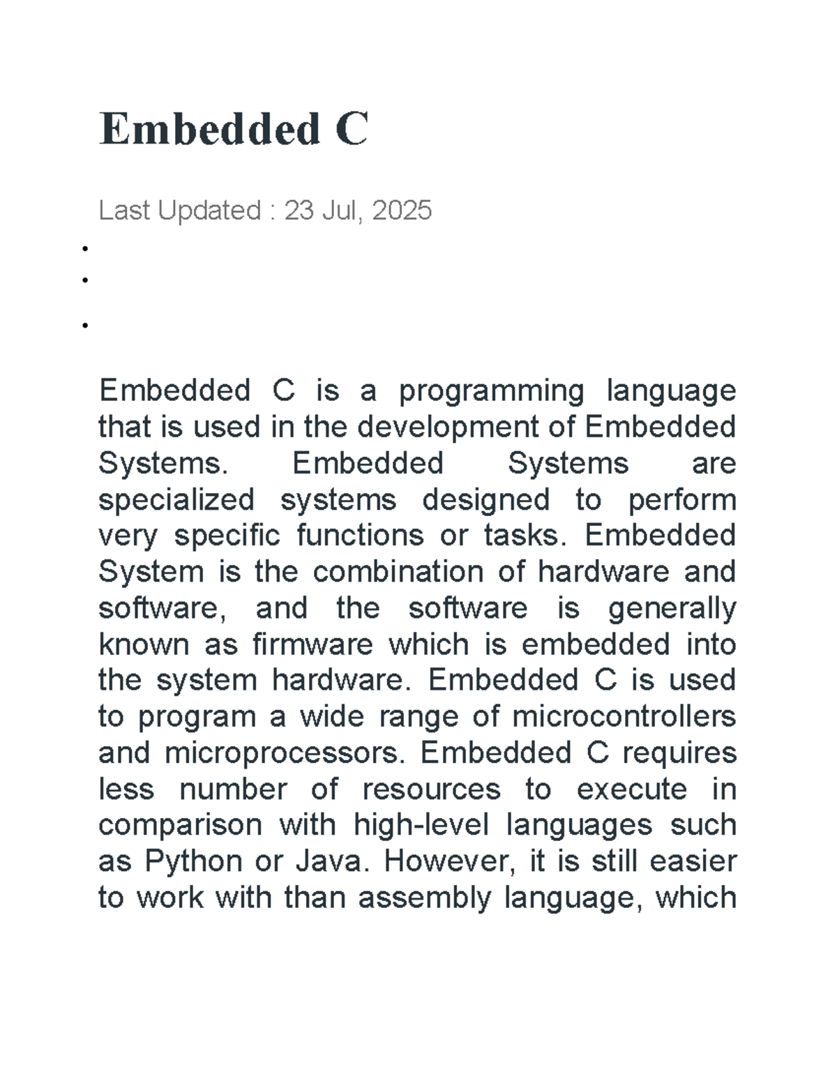Embedded C Programming: Key Concepts and Techniques - Studocu