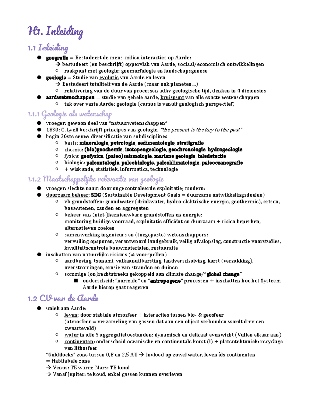 Aardwetenschappen Samenvatting: Belangrijke Concepts en Geschiedenis - Document Preview