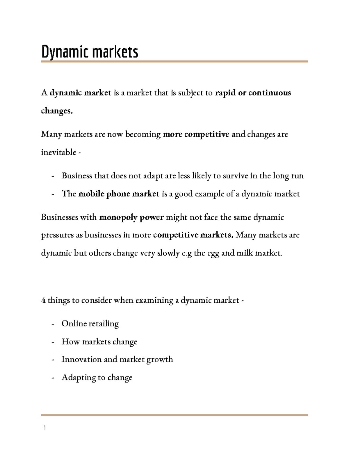 Dynamic Markets: Understanding Change and Competition in Business - Studocu