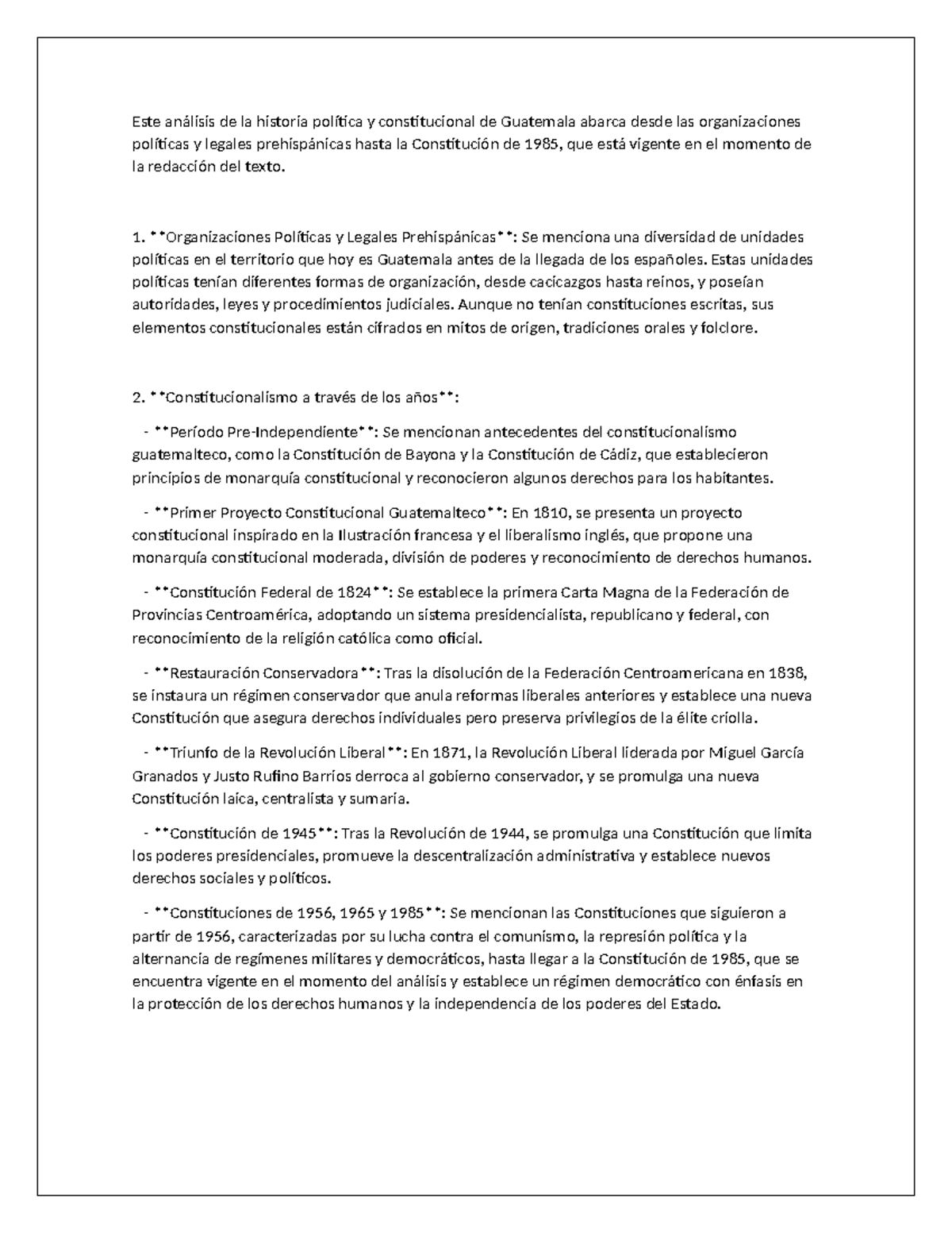 Análisis de la Historia Política y Constitucional de Guatemala - Studocu