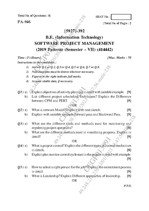 SPM 2019 Pattern May-Jun 2023 Question Paper - Project Management - Studocu