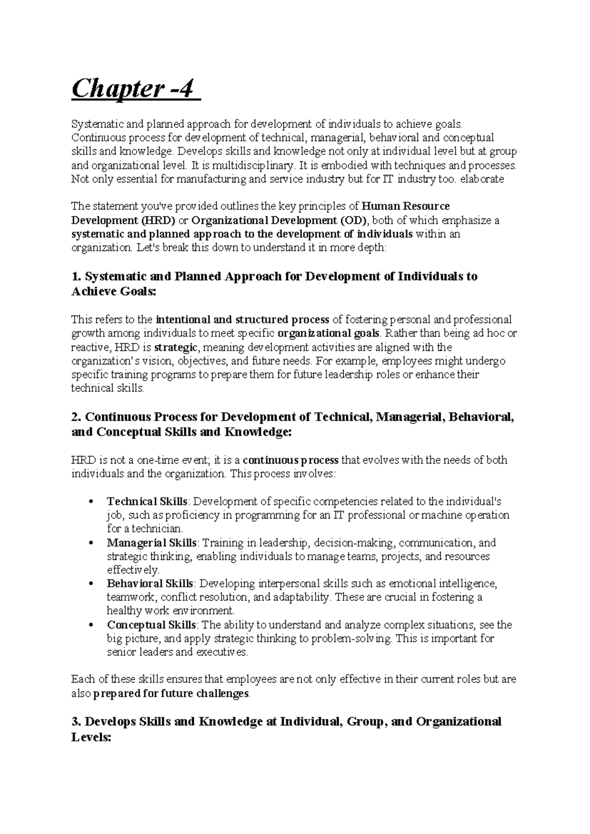 HRM 101: Systematic Approaches to Human Resource Development - Studocu