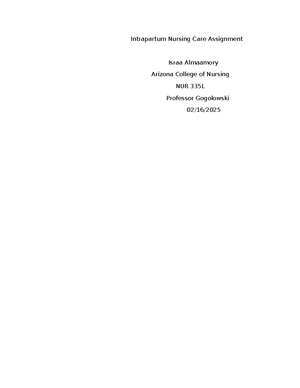 Document 24 - N/A - High Risk Obstetrical Nursing Care assignment Israa ...