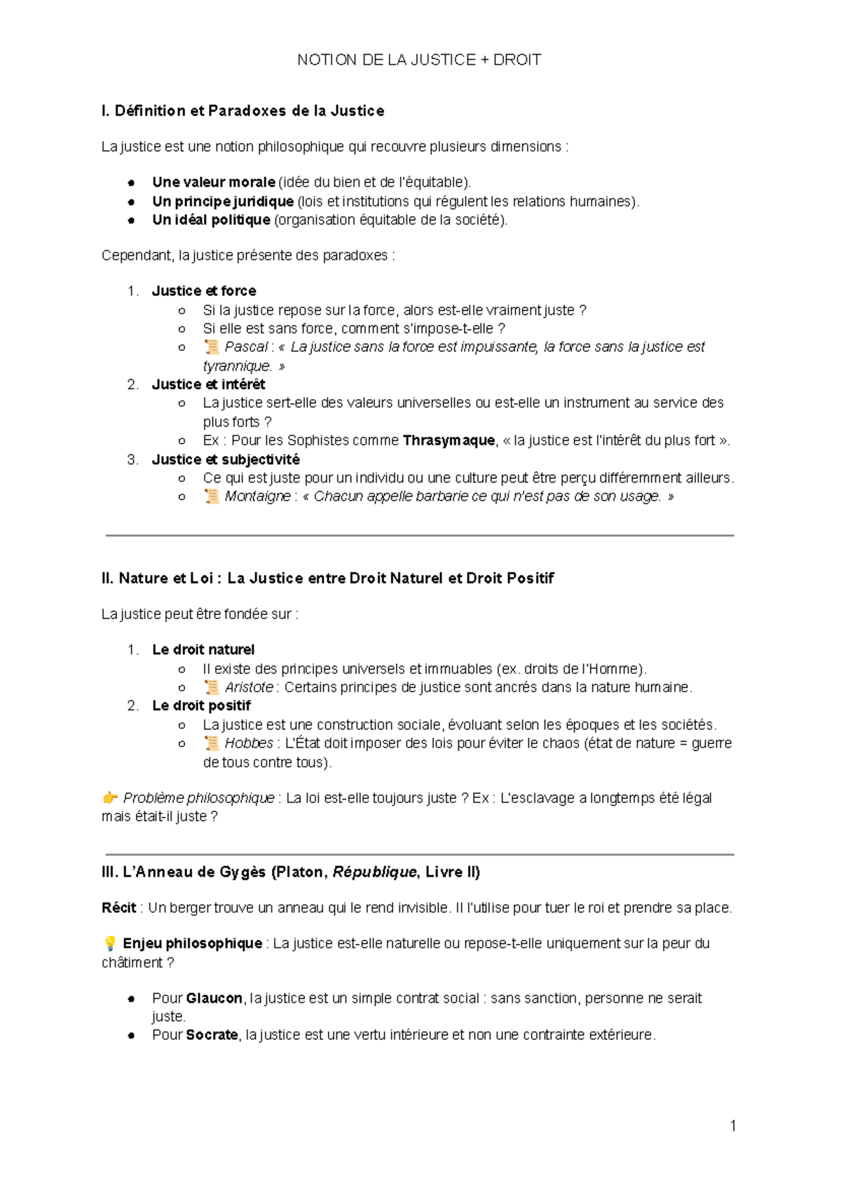NOTION DE LA JUSTICE EN DROIT I : DÉFINITIONS ET PARADOXES - Studocu