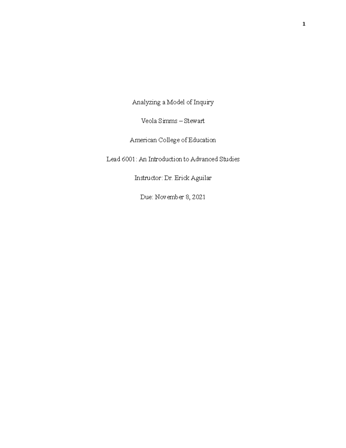 LEAD 6001: Model of Inquiry Analysis for Teacher Leadership in Special ...