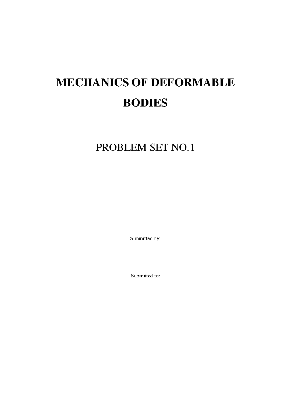 MDB Average Normal Stress - MECHANICS OF DEFORMABLE BODIES PROBLEM SET ...