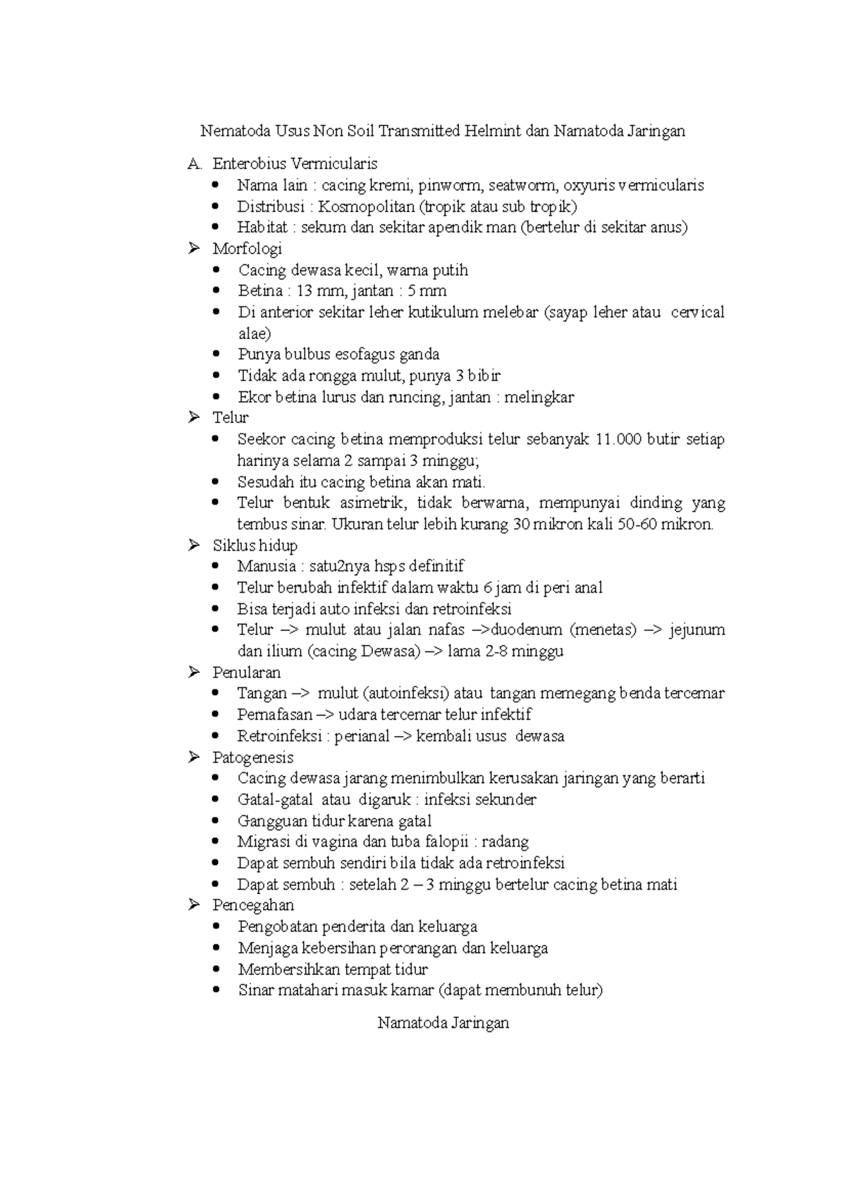 Nematoda Usus Non Soil Transmitted Helmint dan Namatoda Jaringan ...