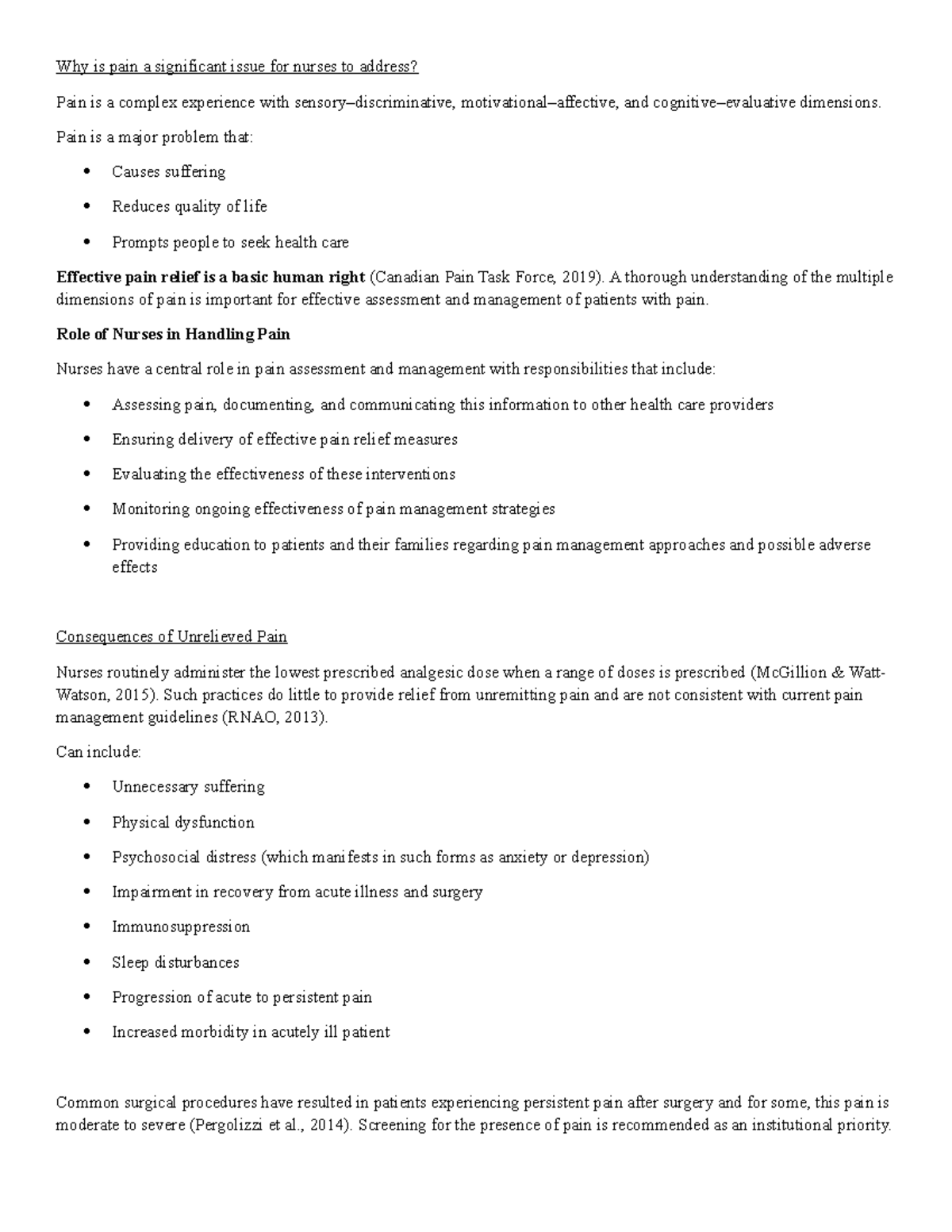 Midterm 1: Pain Management Lesson Notes for Nursing Students - Studocu