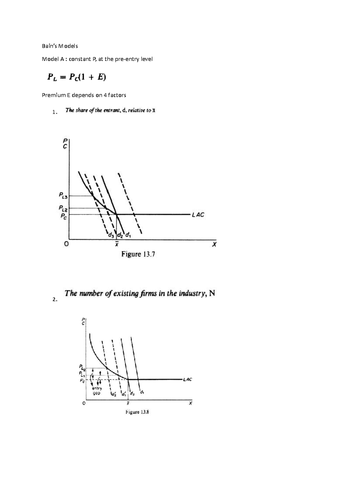 Bain - Bain model - Micro economic analysis 2 - Bain’s Models Model A ...