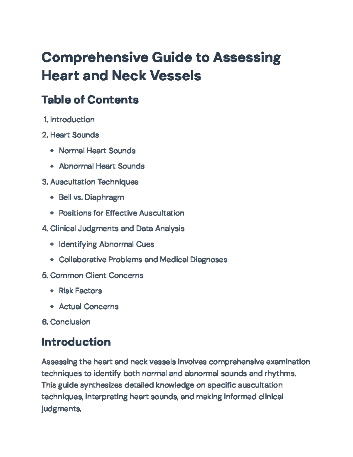Comprehensive Guide to Heart and Neck Vessel Assessment Techniques ...