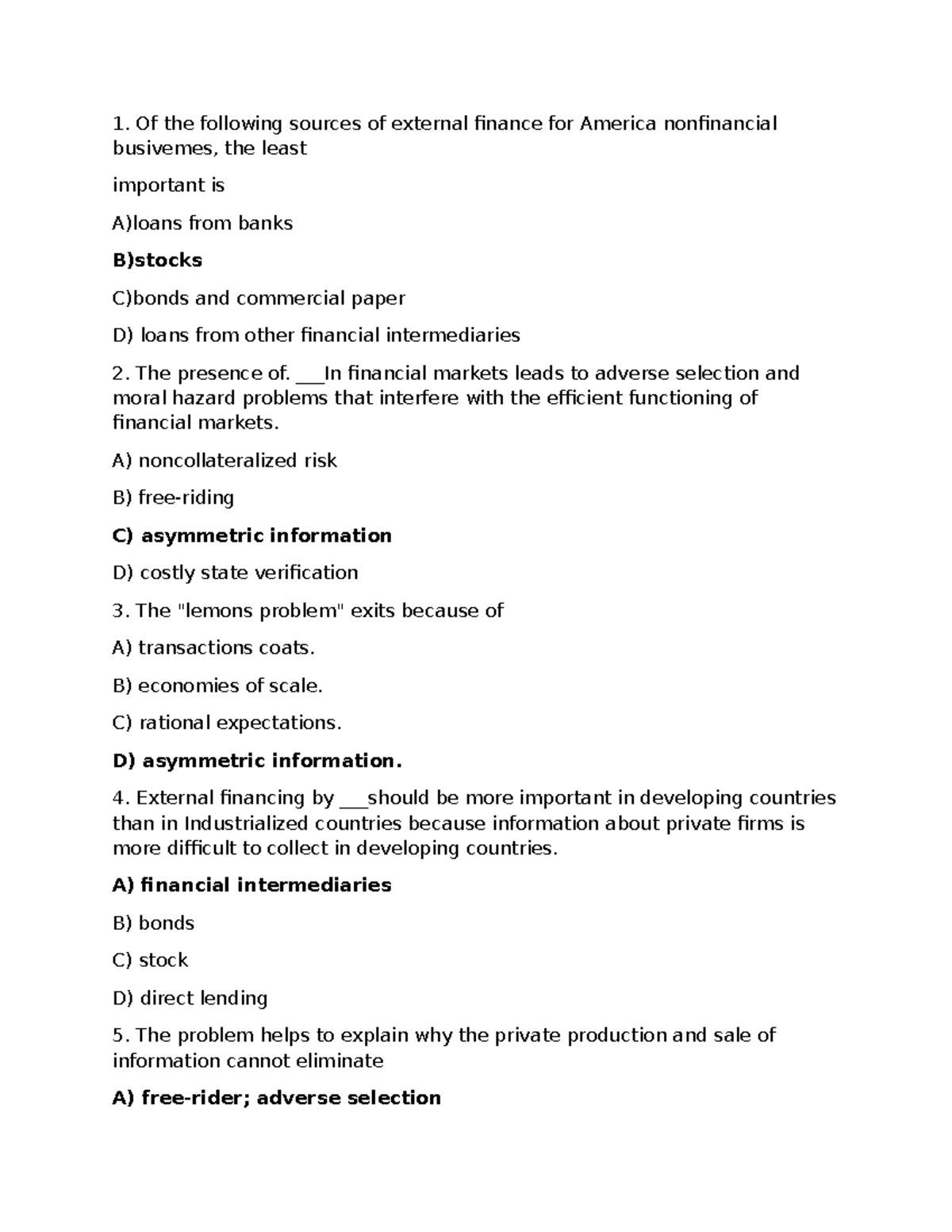 Midterm Exam Study Guide for FIN350: External Finance Concepts - Studocu