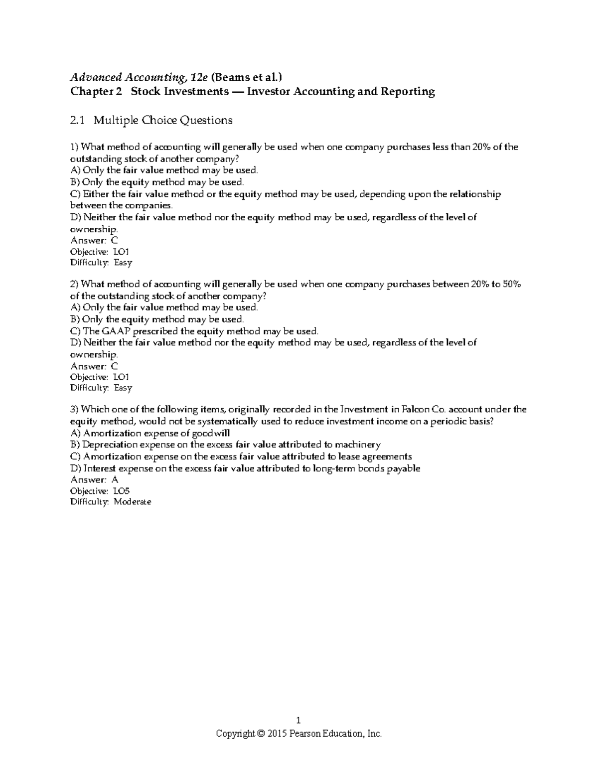 Advanced Financial Accounting (ACCT 401) TB Chapter 2: Stock ...