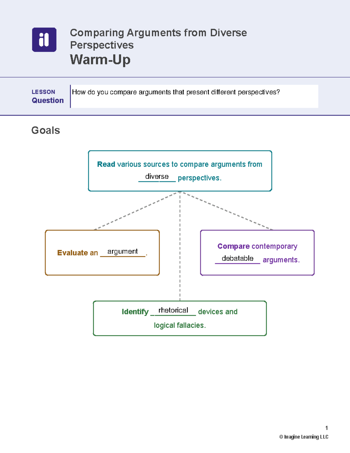 Comparing Arguments from Diverse Perspectives LESSON 24 - 8703-12-03 ...
