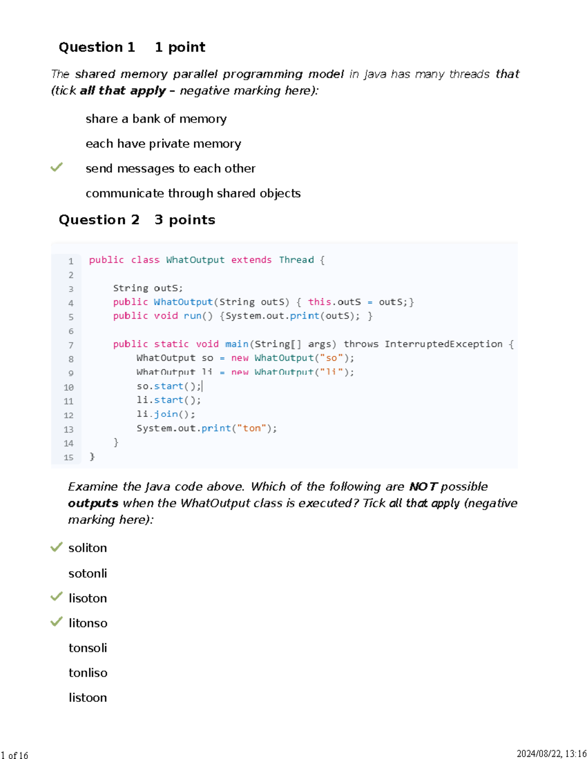 Past Paper 2024 Memo: Java Parallel Programming & MIPS Assembly - Studocu