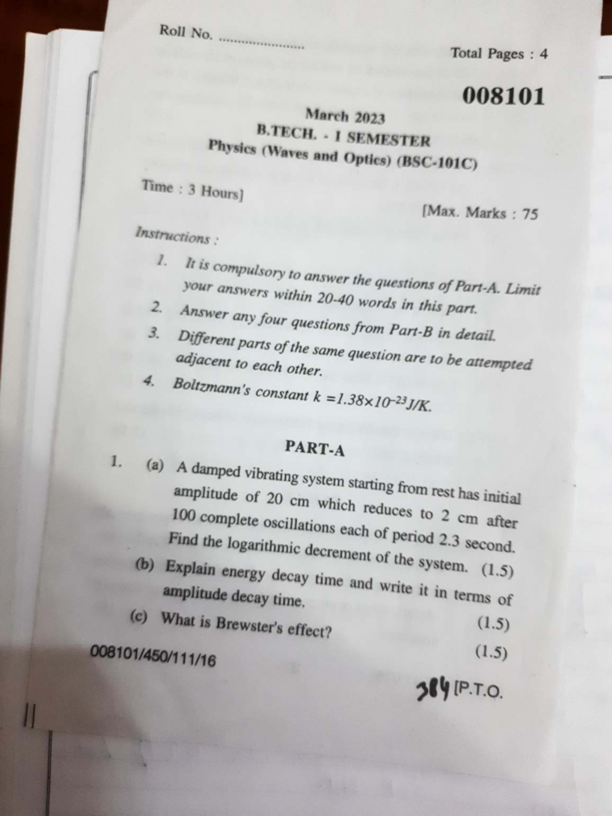 Waves & Optics Final Exam Notes (BSC-101C) - Mar 2023 - Studocu