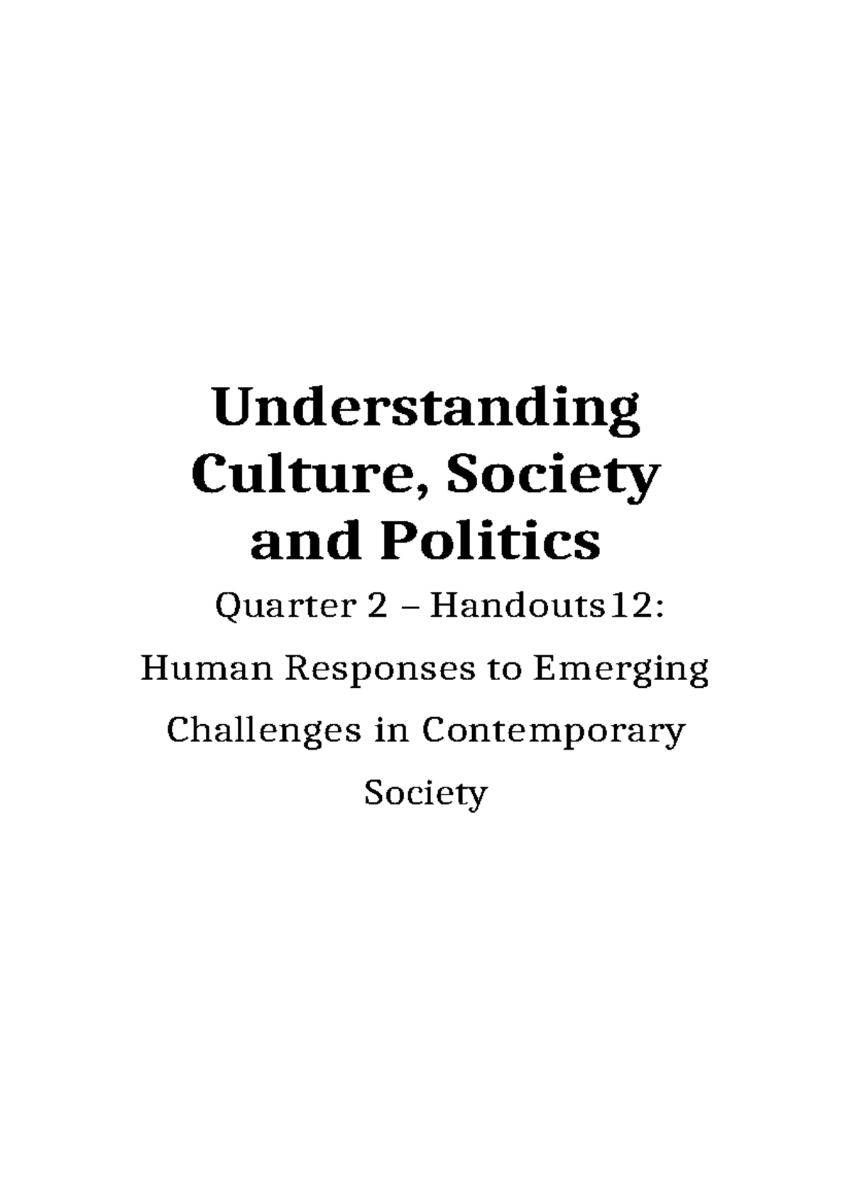 Understanding Civic Responsibility and Social Movements: Q2 Handouts 12 ...