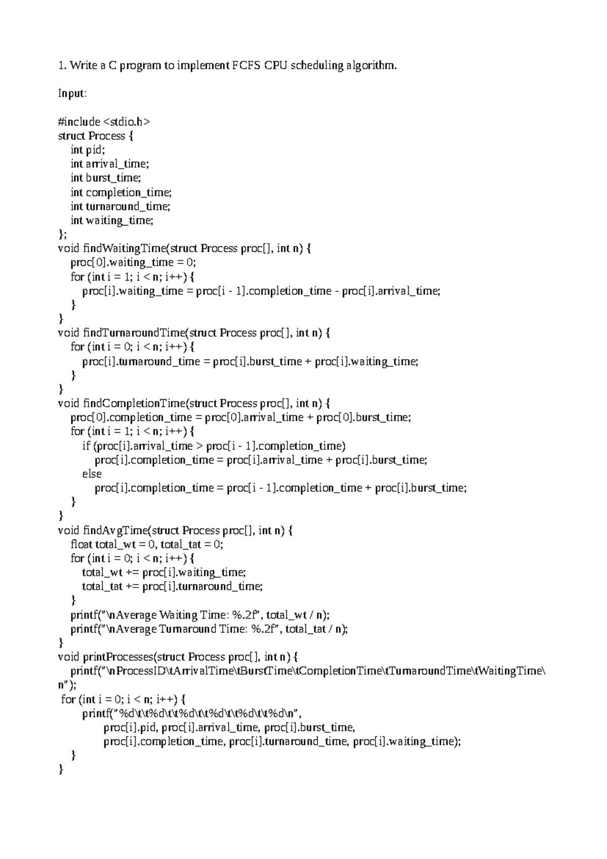 C Programming Assignment: FCFS & Priority Scheduling Algorithms - Studocu