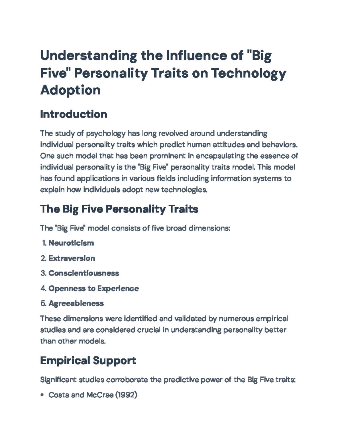 Understanding the Impact of Big Five Personality Traits on Tech ...