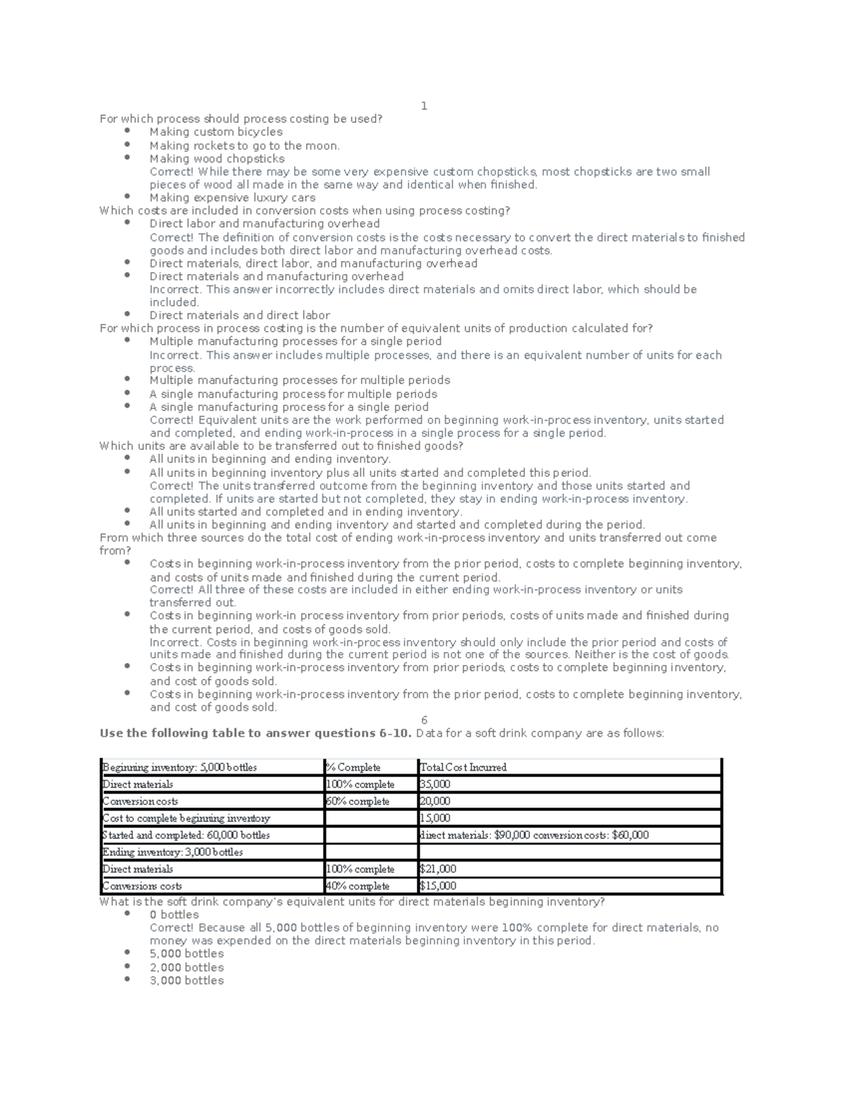 Unit 3 test - Unit3 test - 1 For which process should process costing ...