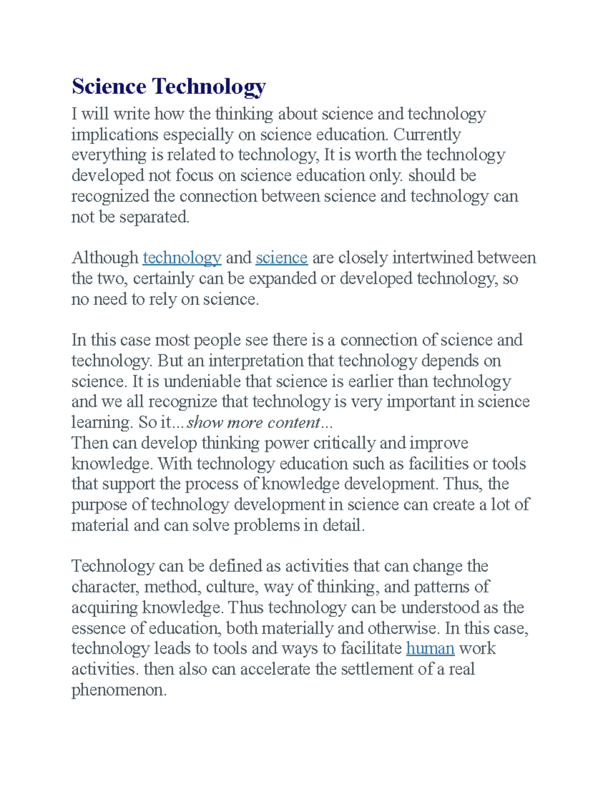Science Technology Lecture Notes: Interrelation in Education - Studocu