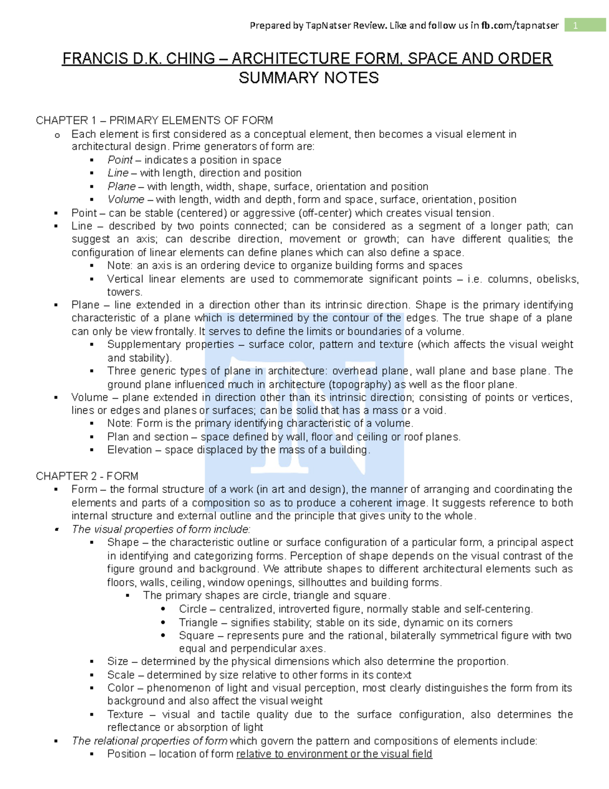 D.K. Ching Summary Notes: Architecture, Form, Space & Order Insights ...