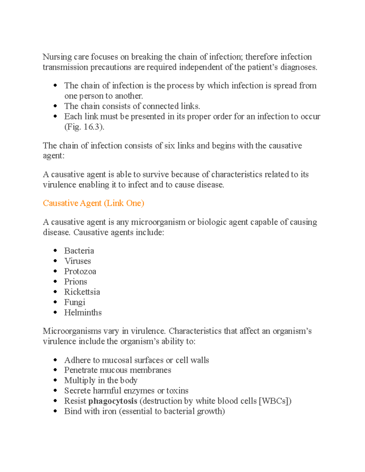 Process of inf notes - Nursing care focuses on breaking the chain of ...