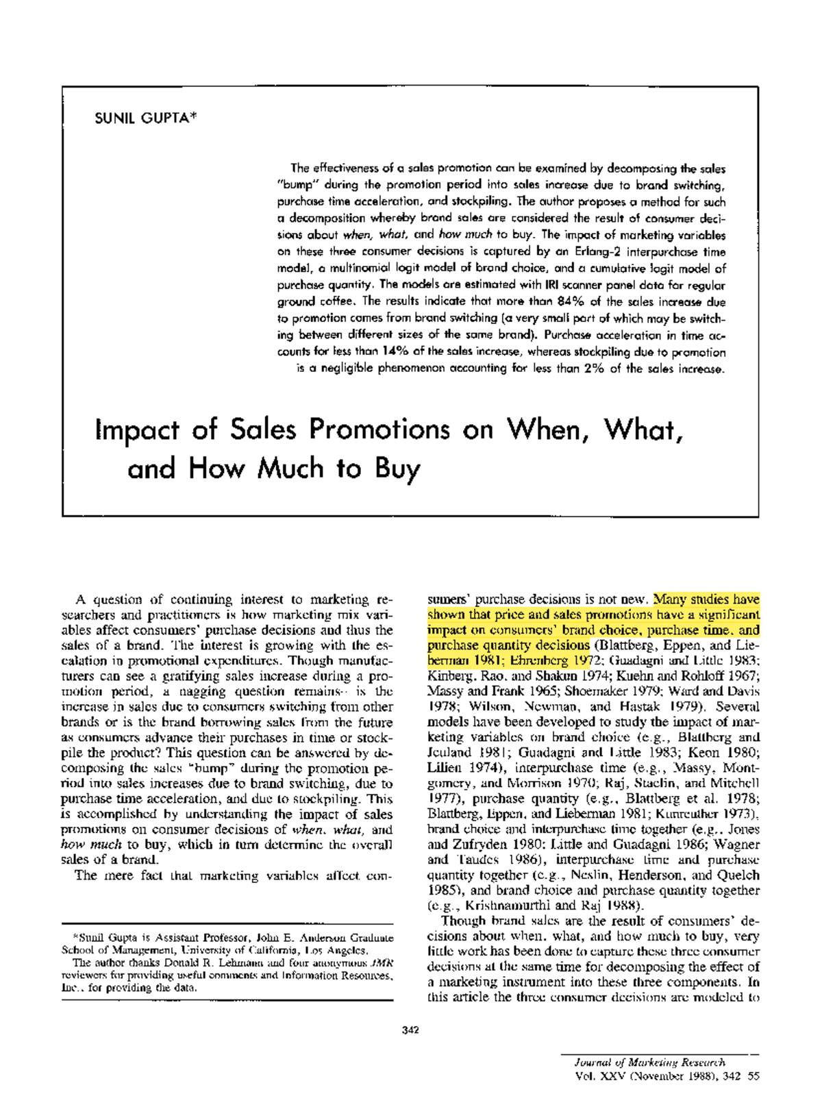 Impact of Sales Promotions on Consumer Purchase Decisions (MKT 2502 ...